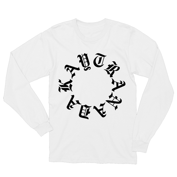 Gothic Circle Long Sleeve Tee - White + 'BUBBA' Digital Download